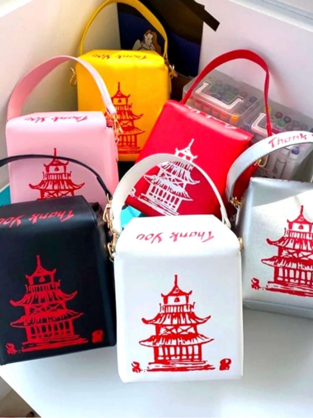 FASHION CHINESE TAKEOUT BOX HANDBAG